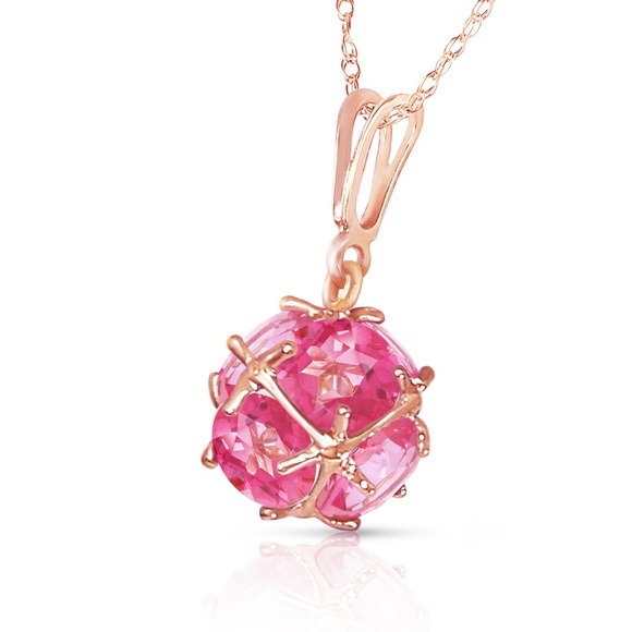14K. SOLID GOLD NECKLACE WITH NATURAL PINK TOPAZ